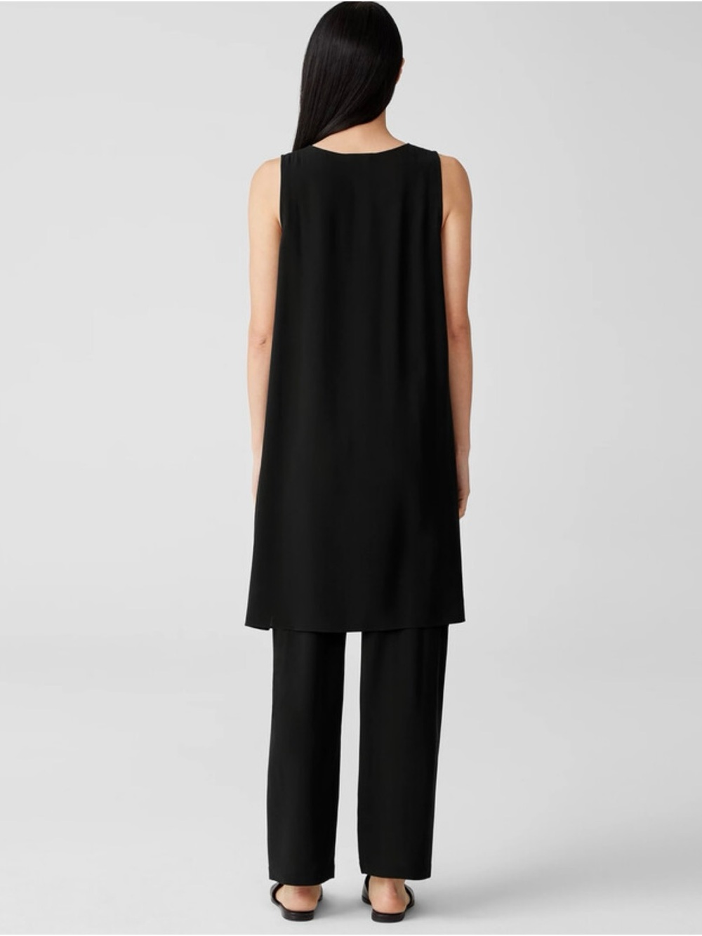 Eileen Fisher Silk Georgette Crepe Pleated Dress, Size Medium Retail $368 - Picture 3 of 10